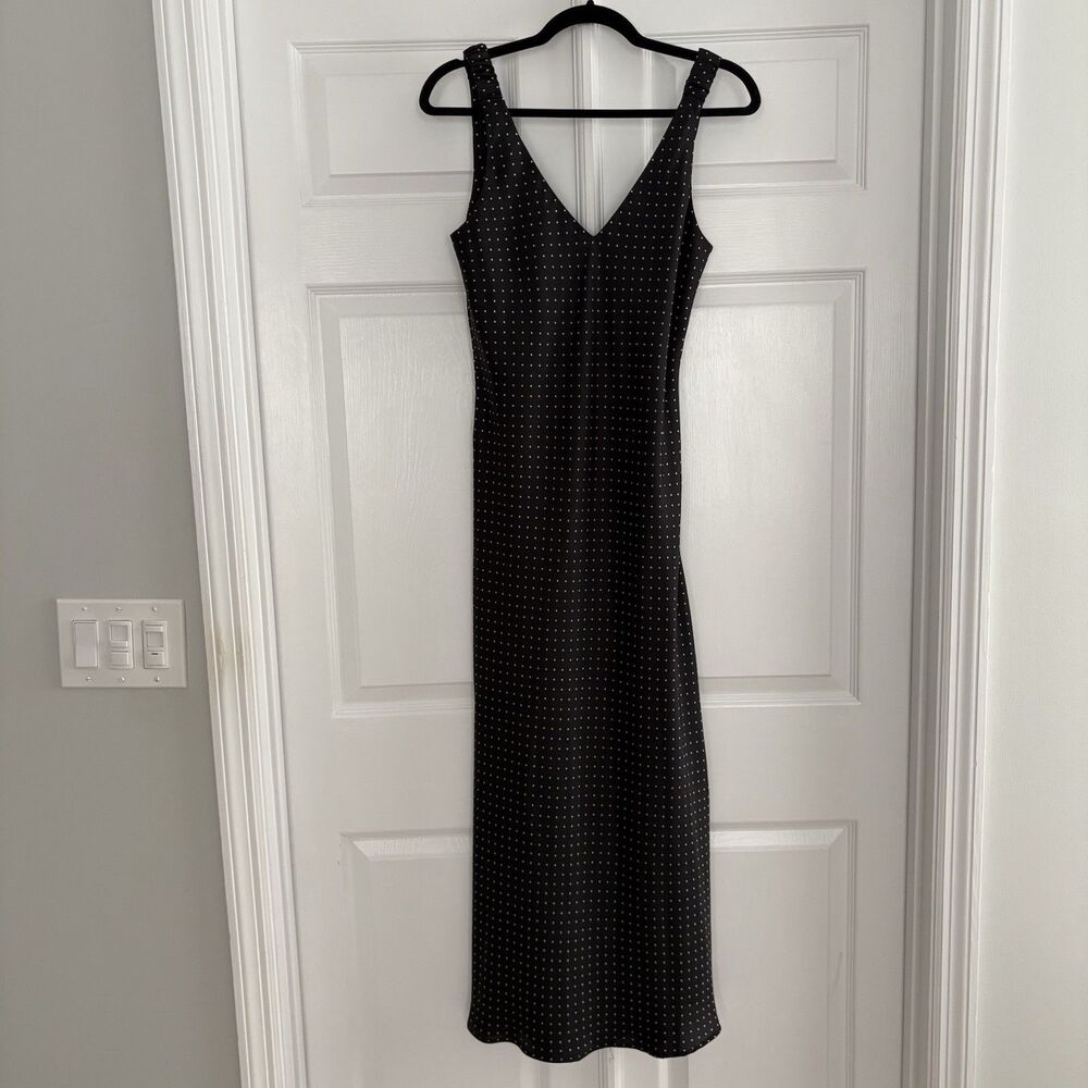 Zara EUC Black And White Polka Dot Midi Slip Tank Dress Women’s Sz Medium M